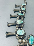 Gorgy 182 Grams Vintage Native American Navajo Turquoise Sterling Silver Squash Blossom Necklace-Nativo Arts