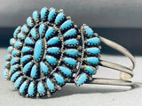 Majestic Native American Zuni Sleeping Beauty Turquoise Cluster Sterling Silver Bracelet-Nativo Arts
