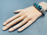 Incredible Vintage Native American Navajo Spiderweb Turquoise Sterling Silver Bracelet-Nativo Arts