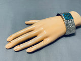 Amazing San Felipe Signed Pilot Mountain Sterling Silver Large Bracelet-Nativo Arts