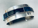 Important Inlay Vintage Woolsey Turquoise Lapis Inlay Sterling Silver Bracelet-Nativo Arts