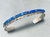 Brilliant Vintage Native American Navajo Inlay 7 Lapis Sterling Silver Bracelet-Nativo Arts