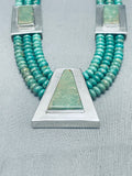 Important Tony Aguilar Sr Santo Domingo Green Turquoise Sterling Silver Necklace-Nativo Arts