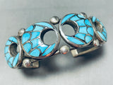 Important Vintage Native American Zuni Turquoise Sterling Silver Inlay Bracelet-Nativo Arts