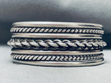 Coiled Sturdy Vintage Native American Navajo Sterling Silver Bracelet Cuff Old-Nativo Arts