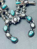 Womens Vintage Native American Navajo Turquoise Sterling Silver Squash Blossom Necklace-Nativo Arts