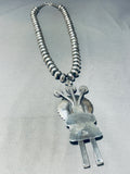 6 Inch Tall Kachina Native American Navajo Turquoise Sterling Silver Necklace-Nativo Arts
