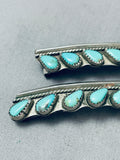 Emma Tsosie Magnificent Vintage Native American Navajo Kingman Turquoise Sterling Silver Pin-Nativo Arts