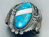 One Of The Coolest Vintage Native American Navajo Turquoise Inlay Sterling Silver Bracelet-Nativo Arts