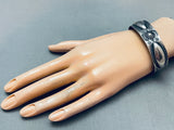 1920's Vintage Native American Navajo Hand Tooled Sterling Silver Bracelet Cuff-Nativo Arts