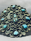 Teh Best Vintage Native American Navajo Waving Cluster Turquoise Sterling Silver Bracelet-Nativo Arts