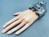 135 Grams Huge Heavy Navajho Turquoise Sterling Silver Kachina Bracelet-Nativo Arts