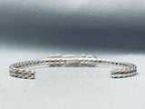Incredible Domed Lapis Vintage Native American Navajo Coiled Sterling Silver Bracelet-Nativo Arts