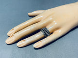 Impressive Native American Navajo Handcarved Sterling Silver Solid Ring-Nativo Arts