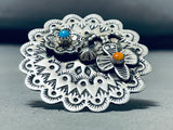 One Of The Most Unique Ever Native American Navajo Flower Turquoise Sterling Silver Ring-Nativo Arts