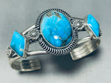 Gasp! Native American Navajo Rhombus Shaped Turquoise Native American Navajo Sterling Silver Bracelet Cuff-Nativo Arts