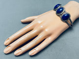 Amazing Domed Lapis Vintage Native American Navajo Sterling Silver Bracelet-Nativo Arts