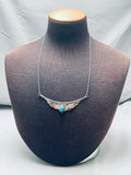 Unforgettable Vintage Native American Navajo Blue Gem Turquoise Sterling Silver Necklace-Nativo Arts