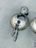 Fabulous Vintage Native American Navajo Amethyst Sterling Silver Dangle Earrings-Nativo Arts