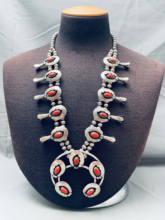Fab Authentic Vintage Native American Navajo Coral Sterling Silver
