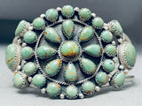 Noteworthy Native American Navajo Green Turquoise Cluster Sterling Silver Huge Bracelet-Nativo Arts