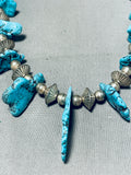 Huge Nuggets Of Turquoise Vintage Native American Navajo Sterling Silver Necklace-Nativo Arts