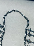 Federico Jimenez Vintage Sterling Silver Turquoise Cross Squahs Blossom Necklace-Nativo Arts