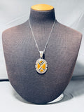 One Of A Kind Vintage Native American Navajo Tiger Eye Onyx Sterling Silver Necklace-Nativo Arts