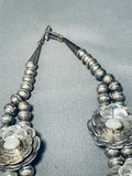 Flower Pearl!! Vintage Native American Navajo Sterling Silver Squash Blossom Necklace-Nativo Arts