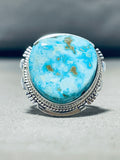 Lars Lee Native American Navajo Pilot Mountain Turquoise Sterling Silver Signed Ring-Nativo Arts