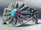 Heavy 105 Grams Vintage Native American Navajo Turquoise Inlay Sterling Silver Bracelet-Nativo Arts