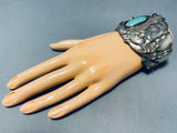 Mountain Lion Vintage Turquoise Amethyst Sterling Silver Bracelet-Nativo Arts