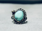 Very Early Vintage Native American Navajo Natural Turquoise Sterling Silver Ring Old-Nativo Arts