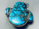 Best Vintage Native American Navajo Blue Diamond Turquoise Bsterling Silver Bracelet-Nativo Arts