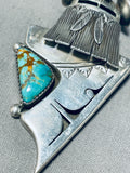 Intricate Native American Navajo Royston Turquoise Sterling Silver Kachina Pin/pendant-Nativo Arts
