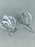 Fantastic Vintage Native American Navajo Sleeping Beauty Turquoise Sterling Silver Earrings-Nativo Arts