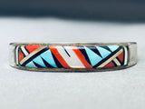 Unforgettable Vintage Blue Gem Turquoise Sterling Silver Signed Bracelet-Nativo Arts