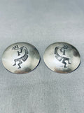 Beautiful Vintage Navajo Or Native American Hopi Sterling Silver Kokplelli Earrings-Nativo Arts