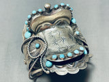 Gasp! Turquoise Saddle Native American Navajo Sterling Silver Bracelet Cuff-Nativo Arts