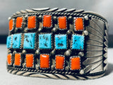 One Of The Best Ever Vintage Native American Navajo Square Turquoise Sterling Silver Bracelet-Nativo Arts