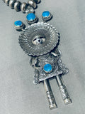 6 Inch Tall Kachina Native American Navajo Turquoise Sterling Silver Necklace-Nativo Arts