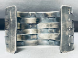 Fantastic Native American Navajo Sterling Silver Basket Weave Massive Bracelet-Nativo Arts