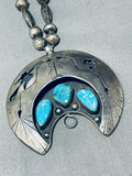 One Of The Best Ever Vintage Native American Navajo Gilber Turquoise Sterling Silver Necklace-Nativo Arts