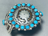 Important Vintage Native American Navajo Basket Sterling Silver Turquoise Bracelet, Heavy-Nativo Arts