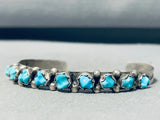 Fabulous Vintage Native American Zuni 9 Carved Blue Gem Turquoise Sterling Silver Bracelet-Nativo Arts