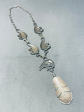 Gasp! Vintage Native American Navajo Sterling Silver Bear Feather Necklace-Nativo Arts