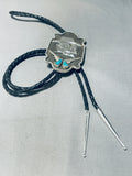 Standoff!!! Vintage Native American Navajo Turquoise Sterling Silver Western Bolo Tie-Nativo Arts