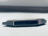 Most Unique Vintage Native American Navajo Jet Sugulitew Sterling Silver Inlay Bracelet-Nativo Arts