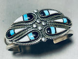 Gorgy! 6 Inch Wrist Vintage Native American Zuni Turquoise Inlay Sterling Silver Bracelet-Nativo Arts