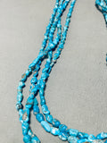 Gorgy!! Vintage Native American Navajo Morenci Turquoise Sterling Silver Necklace-Nativo Arts